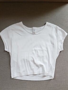 Los Angeles Apparel White Cap Sleeve Baby Rib Crop Top Babydoll Tee T-Shirt